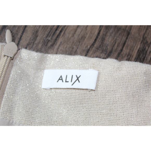 Alix Women's Ruffle Shorts Metallic Shimmer Linen Blend Silk Size US 10 - Picture 3 of 9